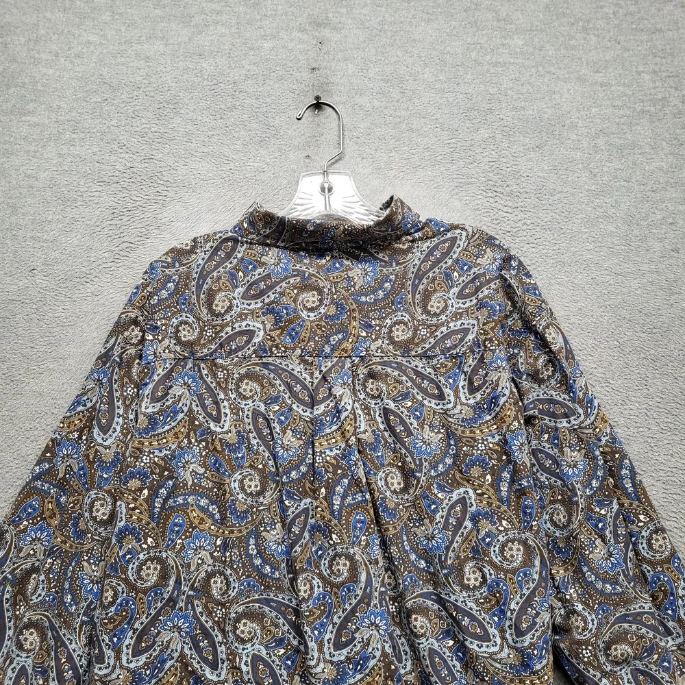 Cinch Men Button Up Shirt L Gray Logo Patch Embroidery‎ Paisley Western